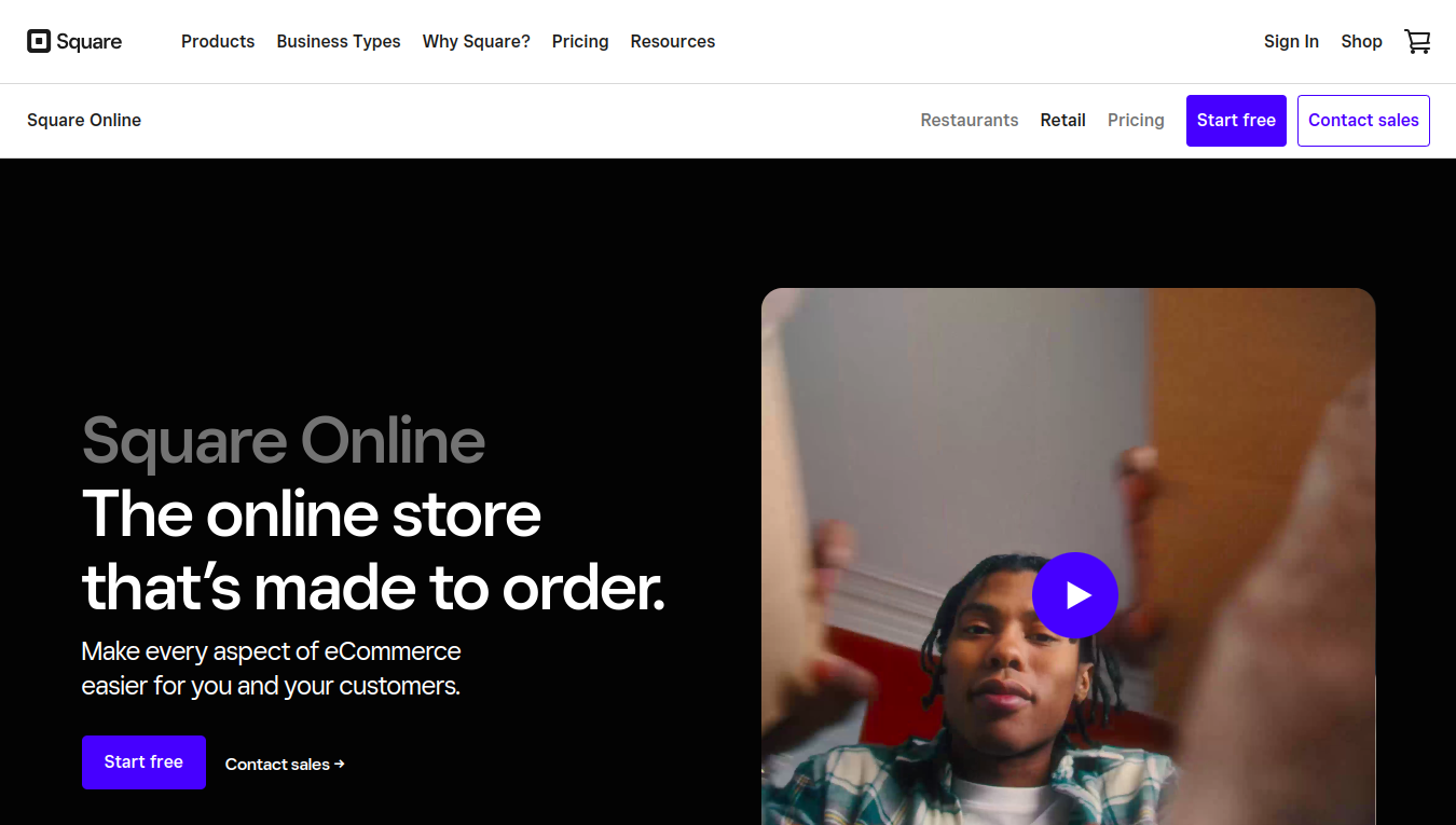 Square Online HomePage